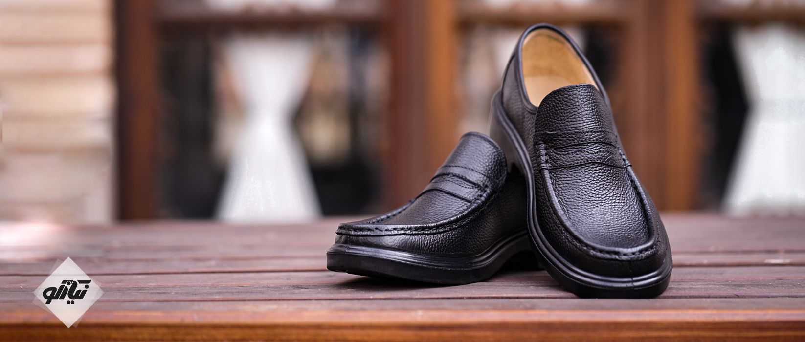 کفش تمام چرم مردانه سانترال بدون بند فرزین