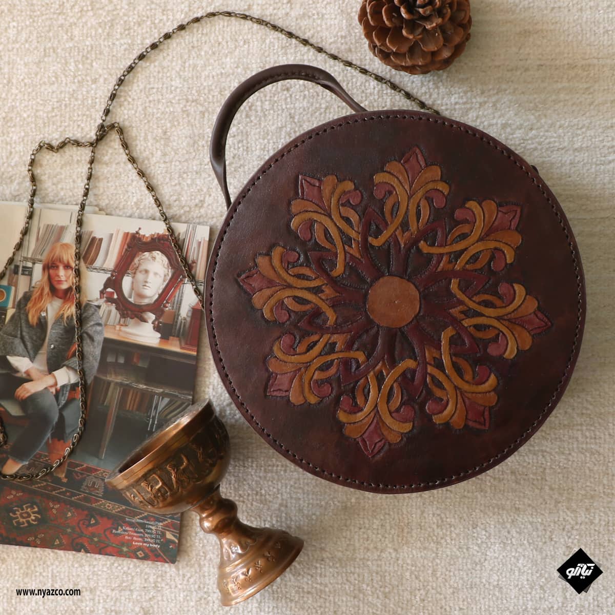 کیف چرم دستدوز هنری